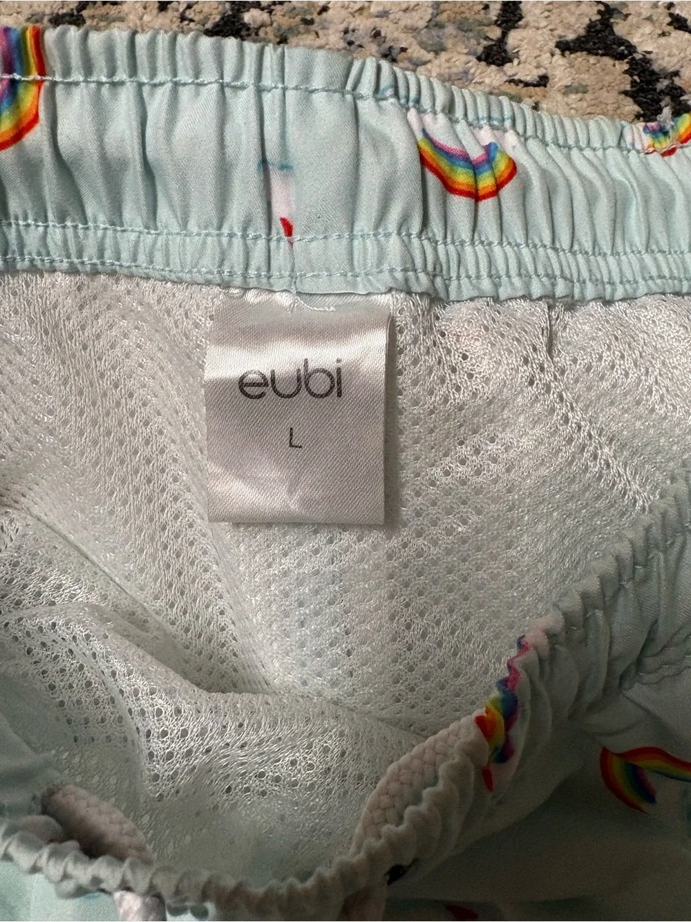 Rainbow Print Light Green Swim Shorts for Men
